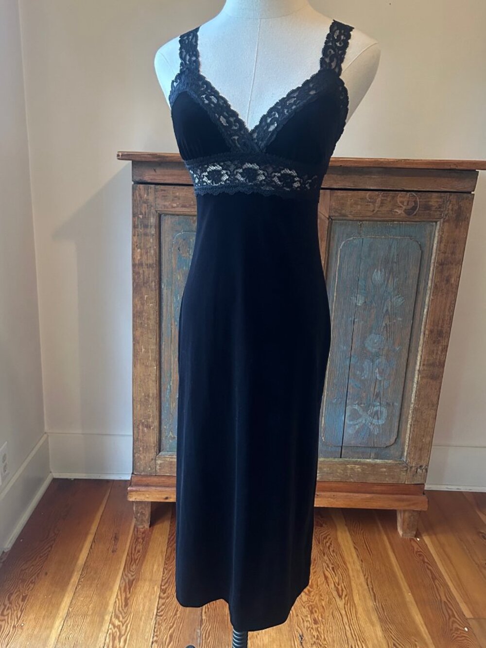 Vintage Betsey Johnson Black Velvet Lace Dress